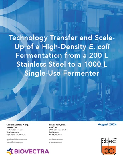 Technology and Scale-Up of a High-Density E. coli fermentation white paper